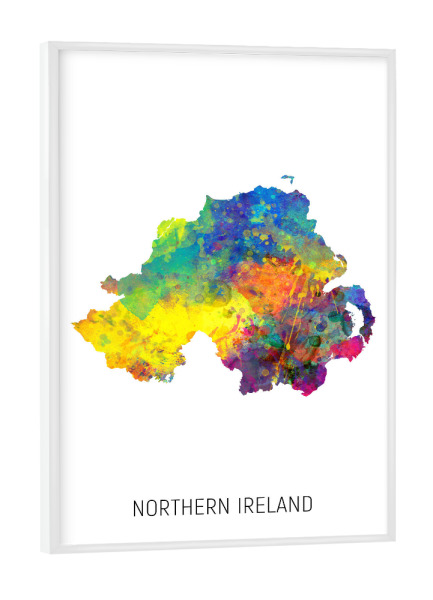 Poster mit weißem Rahmen "Northern Ireland Watercolor Map" artboxONE - Kartografie - Northern ireland,Map,Watercolor,Painting