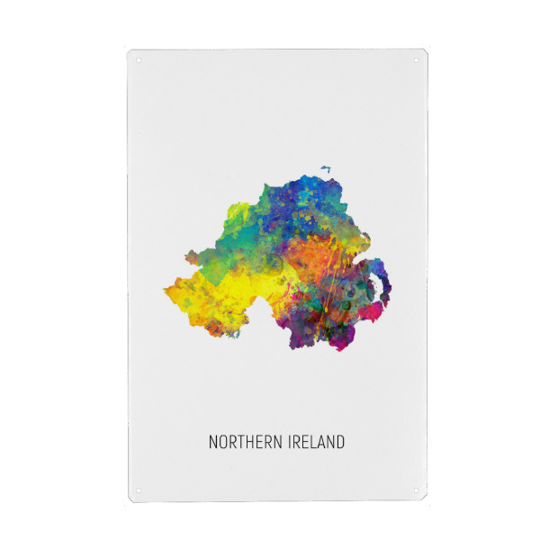 Holzbild "Northern Ireland Watercolor Map" artboxONE - Kartografie - Northern ireland,Map,Watercolor,Painting