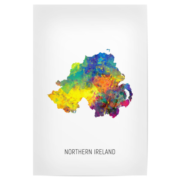 Poster "Northern Ireland Watercolor Map" artboxONE - Kartografie - Northern ireland,Map,Watercolor,Painting