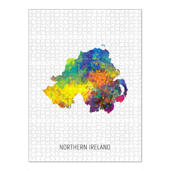 Puzzle Ravensburger "Northern Ireland Watercolor Map" artboxONE - Kartografie - Northern ireland,Map,Watercolor,Painting - Bild northern ireland