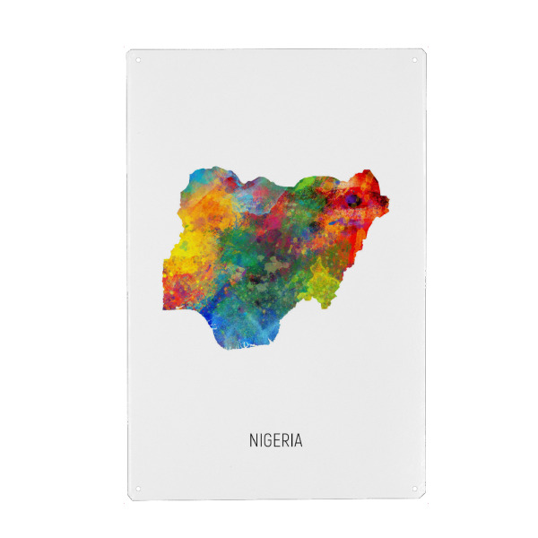 Holzbild "Nigeria Watercolor Map" artboxONE - Kartografie - Nigeria,Map,Watercolor,Painting