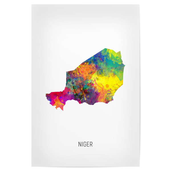 Poster "Niger Watercolor Map" artboxONE - Kartografie - Niger,Map,Watercolor,Painting