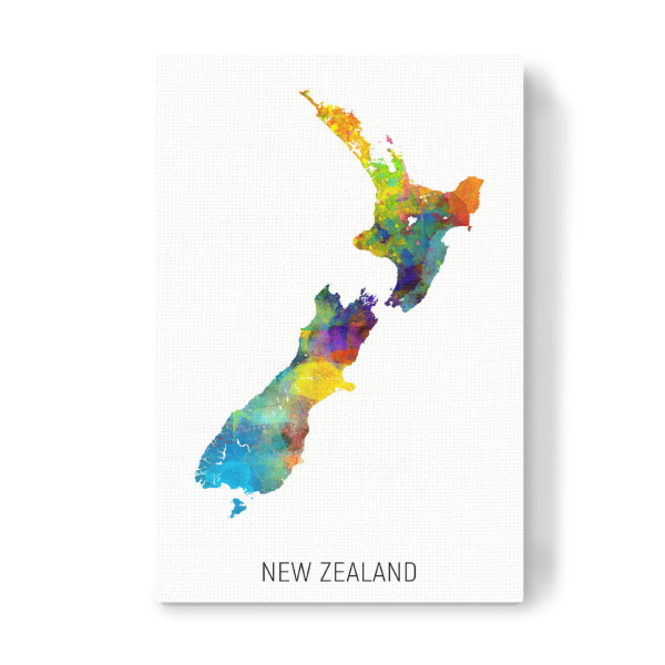 Leinwandbild "New Zealand Watercolor Map" artboxONE - Kartografie - New zealand,Map,Watercolor,Painting
