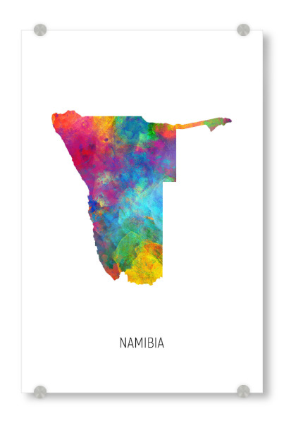 Acrylglasbild "Namibia Watercolor Map" artboxONE - Kartografie - Namibia,Map,Watercolor,Painting