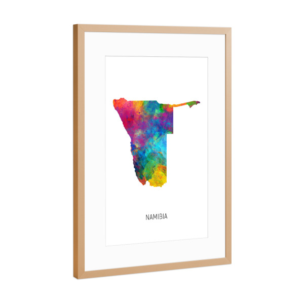 Poster mit Rahmen Kupfer "Namibia Watercolor Map" artboxONE - Kartografie - Namibia,Map,Watercolor,Painting