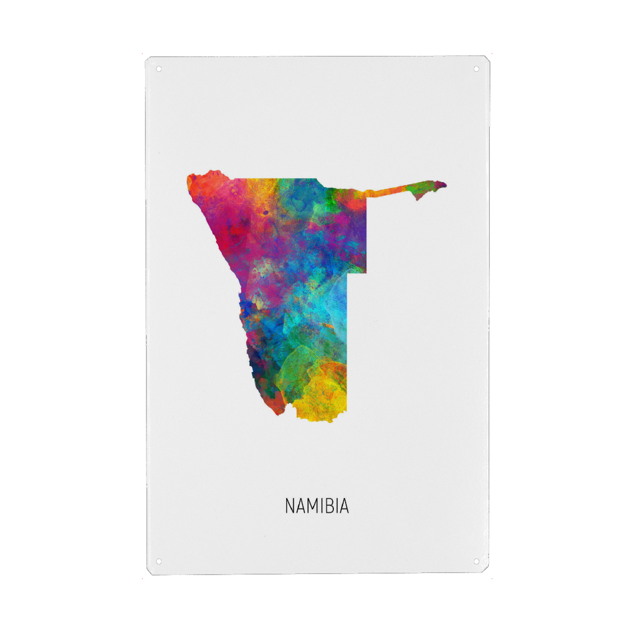 Metall Poster "Namibia Watercolor Map" artboxONE - Kartografie - Namibia,Map,Watercolor,Painting - Blechschild