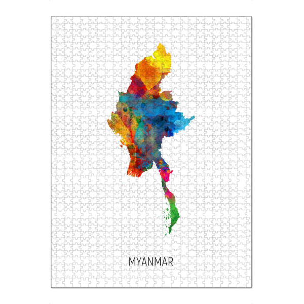 Puzzle Ravensburger "Myanmar Watercolor Map" artboxONE - Kartografie - Myanmar,Map,Watercolor,Painting - Bild myanmar
