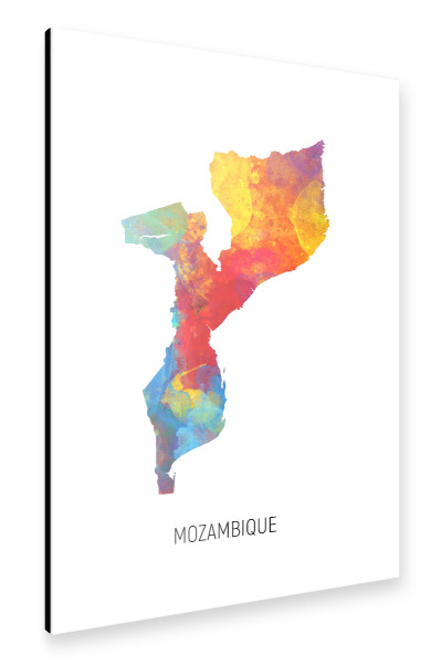 Alu-Dibond "Mozambique Watercolor Map" 30x20 cm artboxONE