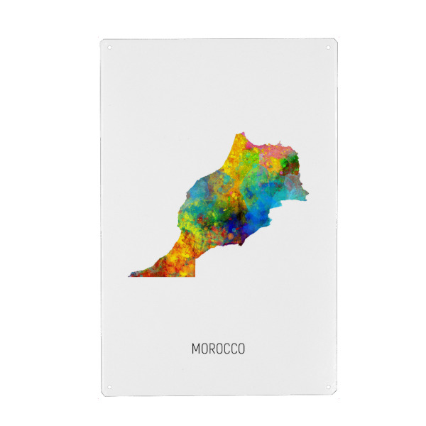 Holzbild "Morocco Watercolor Map" artboxONE - Kartografie - Morocco,Map,Watercolor,Painting