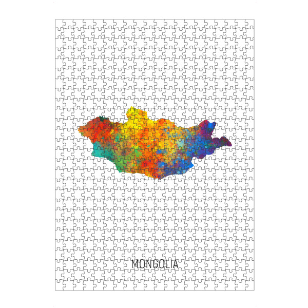 Puzzle Ravensburger "Mongolia Watercolor Map" artboxONE - Kartografie - Mongolia,Map,Watercolor,Painting - Bild mongolia