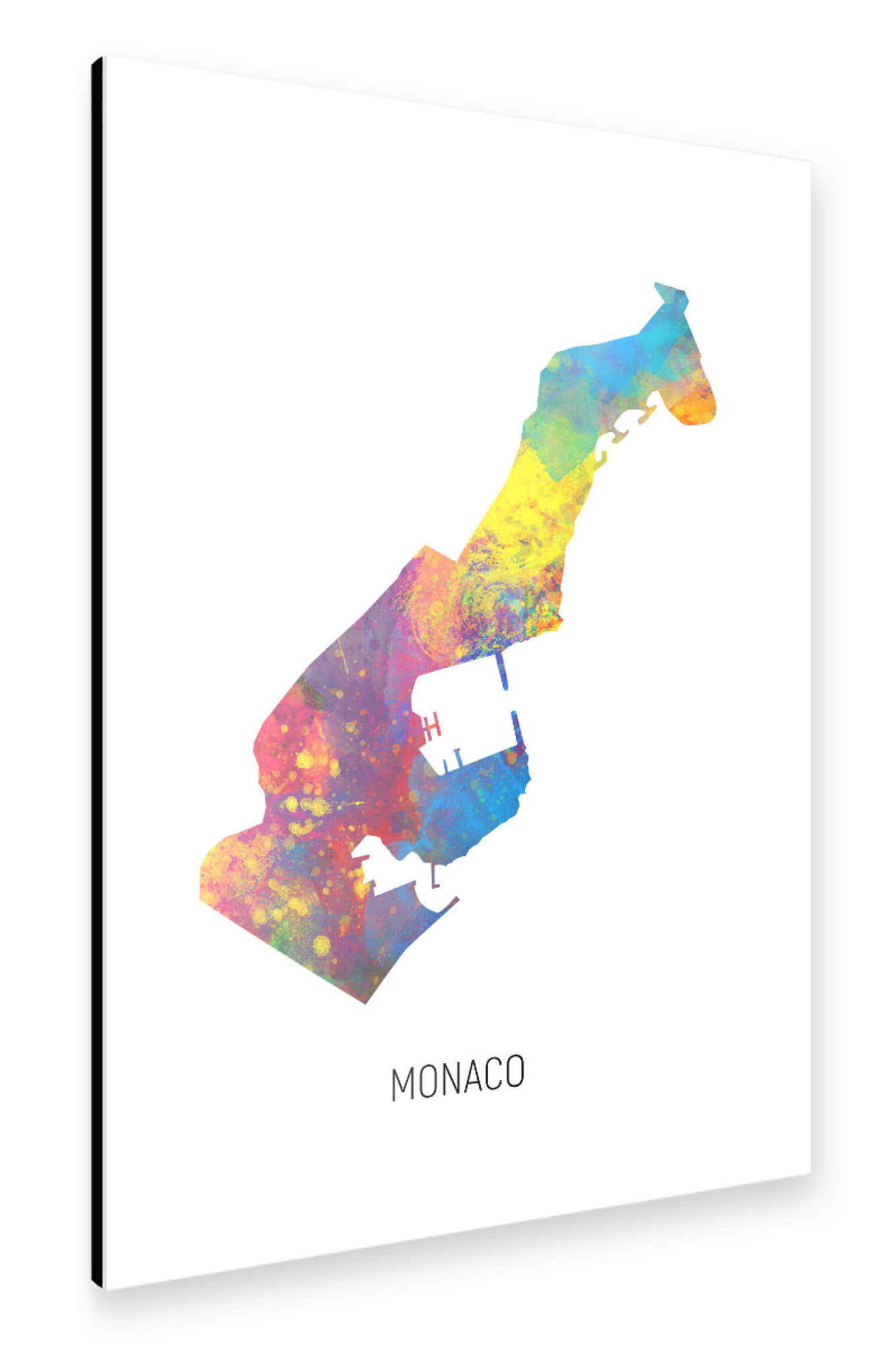 Alu-Dibond "Monaco Watercolor Map" 75x50 cm artboxONE