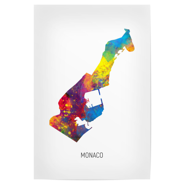 Poster "Monaco Watercolor Map" artboxONE - Kartografie - Monaco,Map,Watercolor,Painting