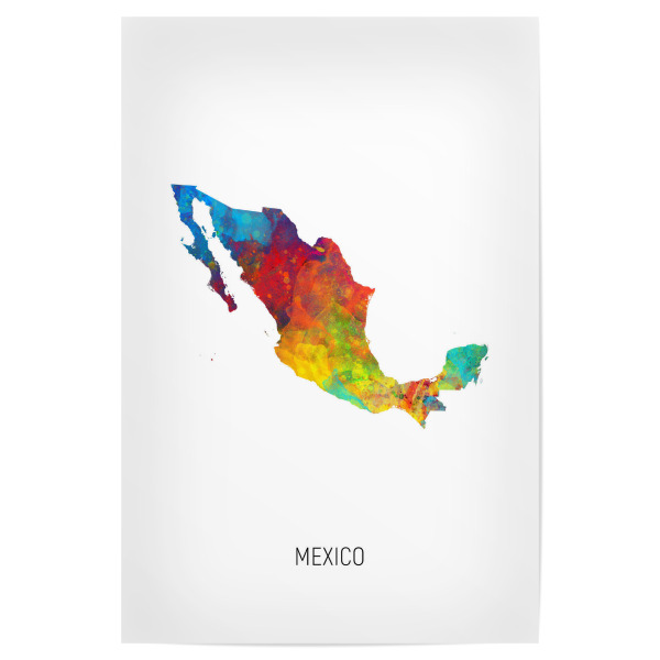 Poster 30x20 cm "Mexico Watercolor Map" artboxONE - Kartografie - Mexico,Map,Watercolor,Painting