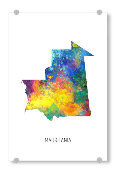 Acrylglasbild "Mauritania Watercolor Map" artboxONE - Kartografie - Mauritania,Map,Watercolor,Painting