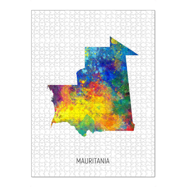 Puzzle Ravensburger "Mauritania Watercolor Map" artboxONE - Kartografie - Mauritania,Map,Watercolor,Painting - Bild mauritania