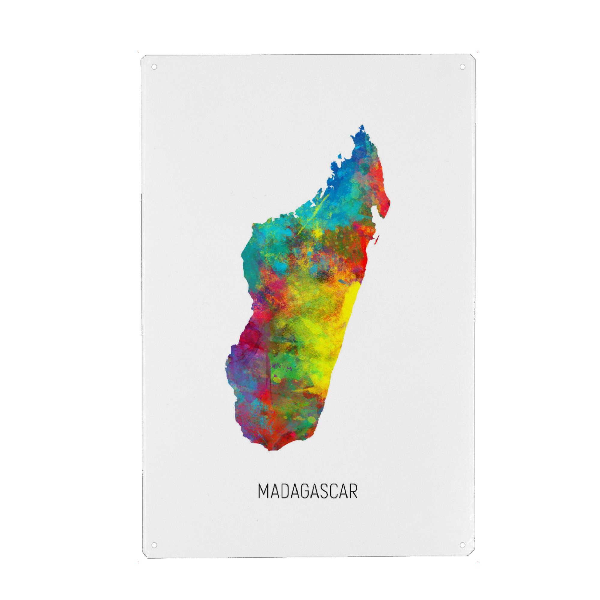 Metall Poster "Madagascar Watercolor Map" artboxONE - Kartografie - Madagascar,Map,Watercolor,Painting - Blechschild