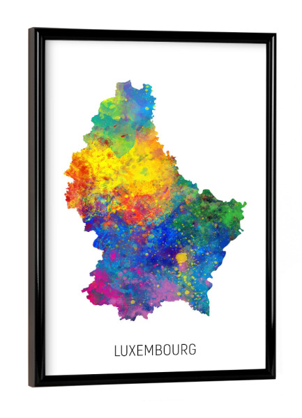 Poster mit schwarzem Rahmen "Luxembourg Watercolor Map" artboxONE - Kartografie - Luxembourg,Map,Watercolor,Painting