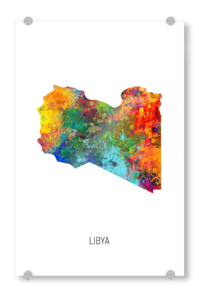 Acrylglasbild "Libya Watercolor Map" artboxONE - Kartografie - Libya,Map,Watercolor,Painting