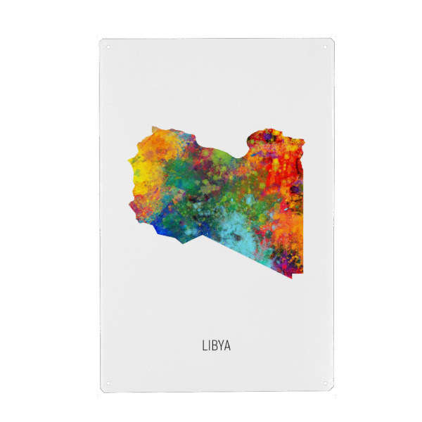 Holzbild "Libya Watercolor Map" artboxONE - Kartografie - Libya,Map,Watercolor,Painting