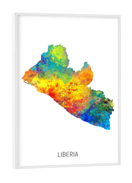 Poster mit weißem Rahmen "Liberia Watercolor Map" artboxONE - Kartografie - Liberia,Map,Watercolor,Painting