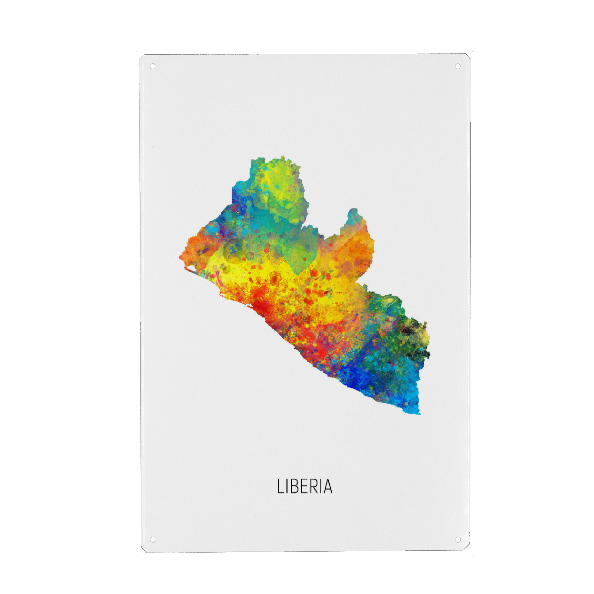 Holzbild "Liberia Watercolor Map" artboxONE - Kartografie - Liberia,Map,Watercolor,Painting