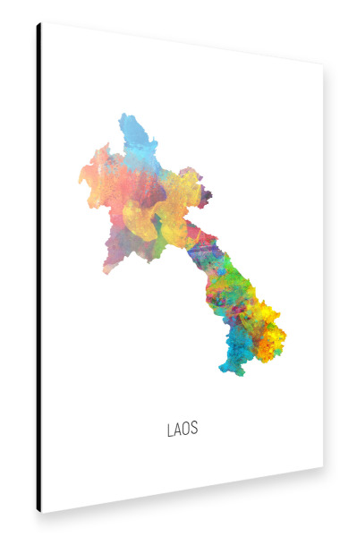 Alu-Dibond "Laos Watercolor Map" 30x20 cm artboxONE