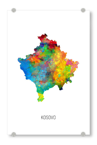 Acrylglasbild "Kosovo Watercolor Map" artboxONE - Kartografie - Kosovo,Map,Watercolor,Painting