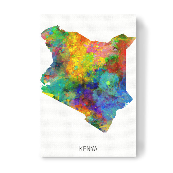 Leinwandbild "Kenya Watercolor Map" artboxONE - Kartografie - Kenya,Map,Watercolor,Painting