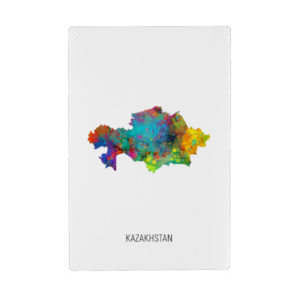 Holzbild "Kazakhstan Watercolor Map" artboxONE - Kartografie - Kazakhstan,Map,Watercolor,Painting