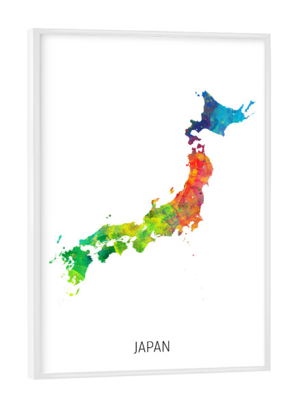 Poster mit weißem Rahmen "Japan Watercolor Map" artboxONE - Kartografie - Japan,Map,Watercolor,Painting