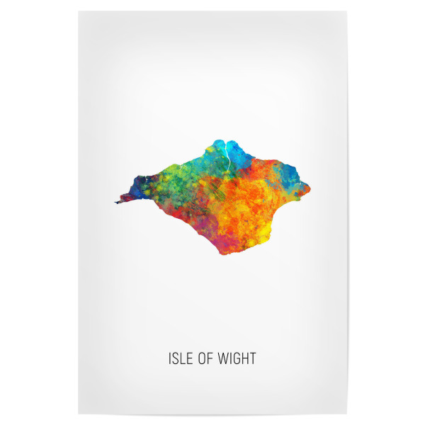 Poster "Isle of Wight Watercolor Map" artboxONE - Kartografie - Isle of wight,Map,Watercolor,Painting