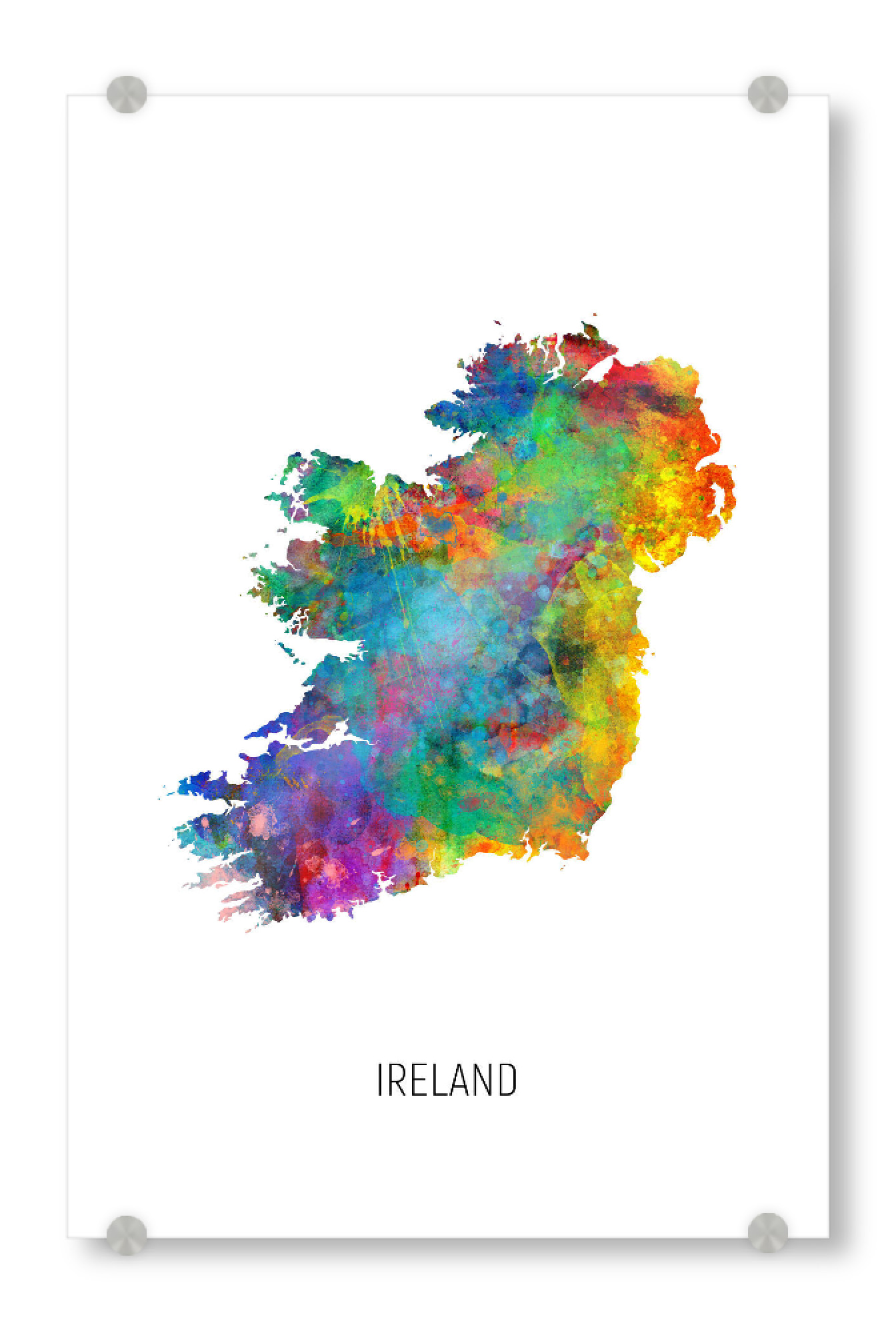 Acrylglasbild "Ireland Watercolor Map" artboxONE - Kartografie - Ireland,Map,Watercolor,Painting
