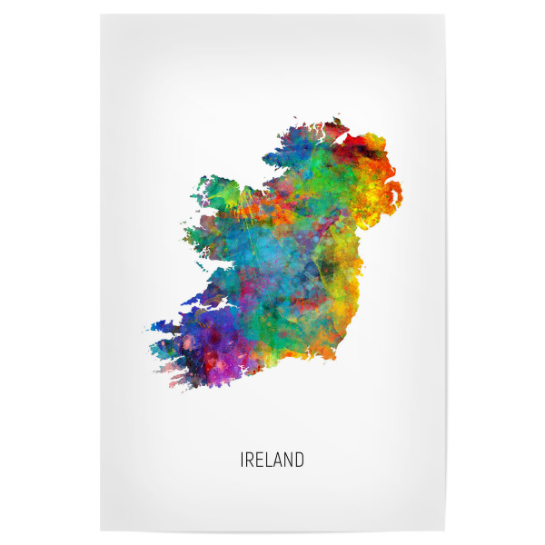 Poster 30x20 cm "Ireland Watercolor Map" artboxONE - Kartografie - Ireland,Map,Watercolor,Painting