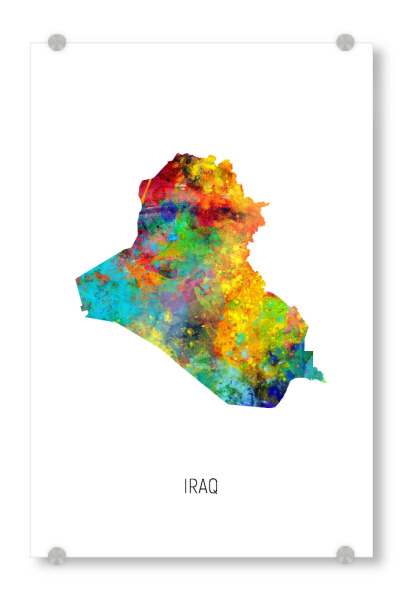 Acrylglasbild "Iraq Watercolor Map" artboxONE - Kartografie - Iraq,Map,Watercolor,Painting