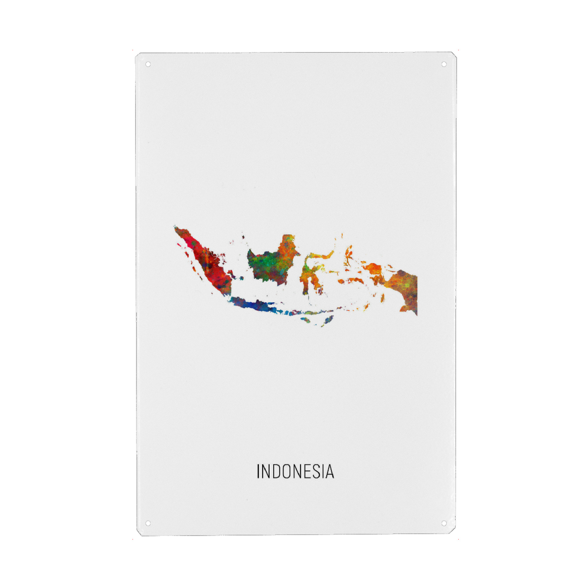 Holzbild "Indonesia Watercolor Map" artboxONE - Kartografie - Indonesia,Map,Watercolor,Painting