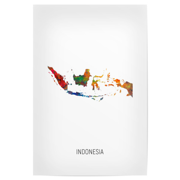 Poster "Indonesia Watercolor Map" artboxONE - Kartografie - Indonesia,Map,Watercolor,Painting