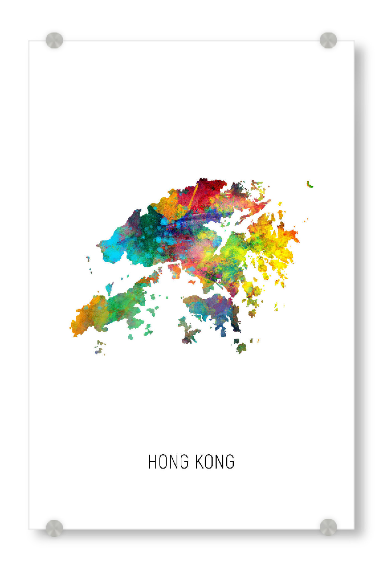 Acrylglasbild "Hong Kong Watercolor Map" artboxONE - Kartografie - Hong kong,Map,Watercolor,Painting