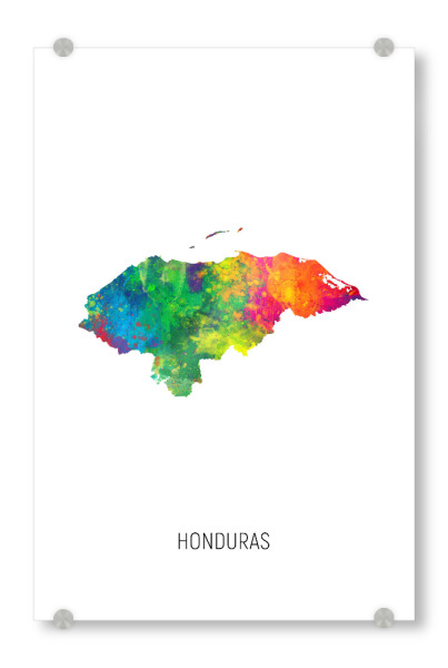 Acrylglasbild "Honduras Watercolor Map" artboxONE - Kartografie - Honduras,Map,Watercolor,Painting