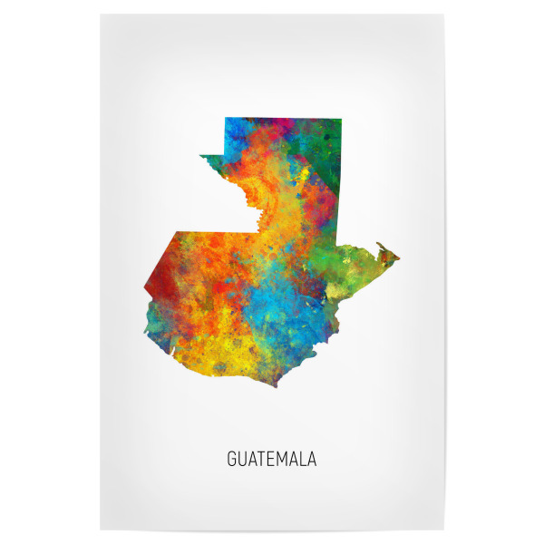 Poster 30x20 cm "Guatemala Watercolor Map" artboxONE - Kartografie - Guatemala,Map,Watercolor,Painting