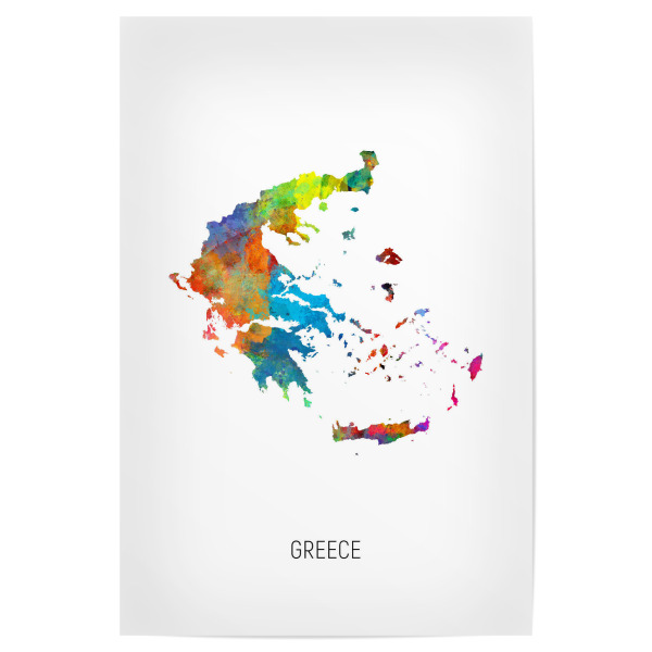 Poster "Greece Watercolor Map" artboxONE - Kartografie - Greece,Map,Watercolor,Painting