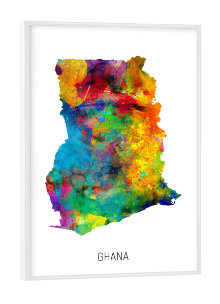 Poster mit weißem Rahmen "Ghana Watercolor Map" artboxONE - Kartografie - Ghana,Map,Watercolor,Painting