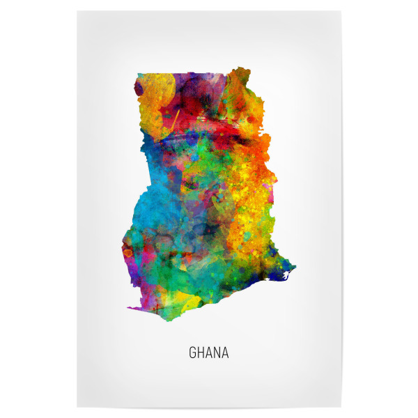 Poster "Ghana Watercolor Map" artboxONE - Kartografie - Ghana,Map,Watercolor,Painting