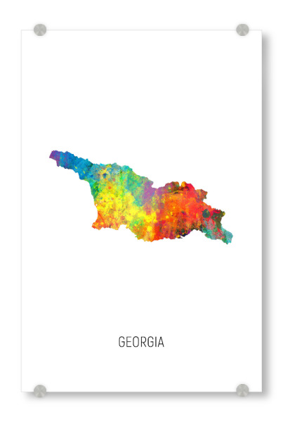 Acrylglasbild "Georgia Watercolor Map" artboxONE - Kartografie - Georgia,Map,Watercolor,Painting