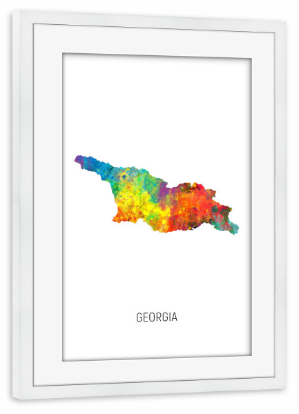 Poster mit Rahmen weiß "Georgia Watercolor Map" artboxONE - Kartografie - Georgia,Map,Watercolor,Painting