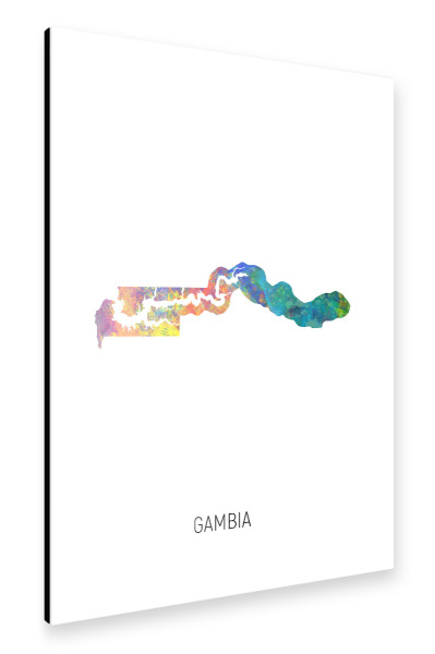 Alu-Dibond "Gambia Watercolor Map" 30x20 cm artboxONE