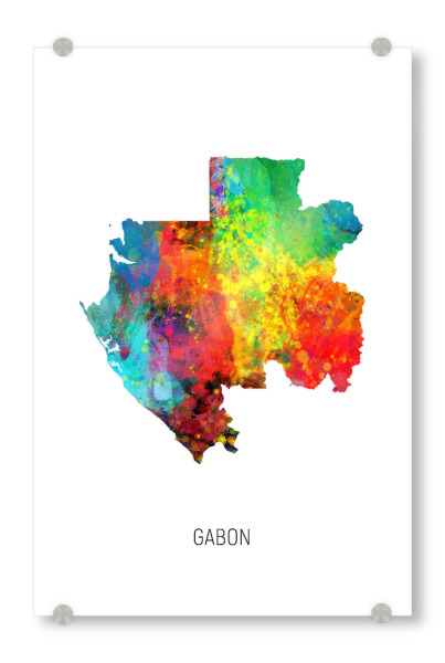 Acrylglasbild "Gabon Watercolor Map" artboxONE - Kartografie - Gabon,Map,Watercolor,Painting