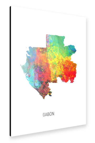 Alu-Dibond "Gabon Watercolor Map" 30x20 cm artboxONE