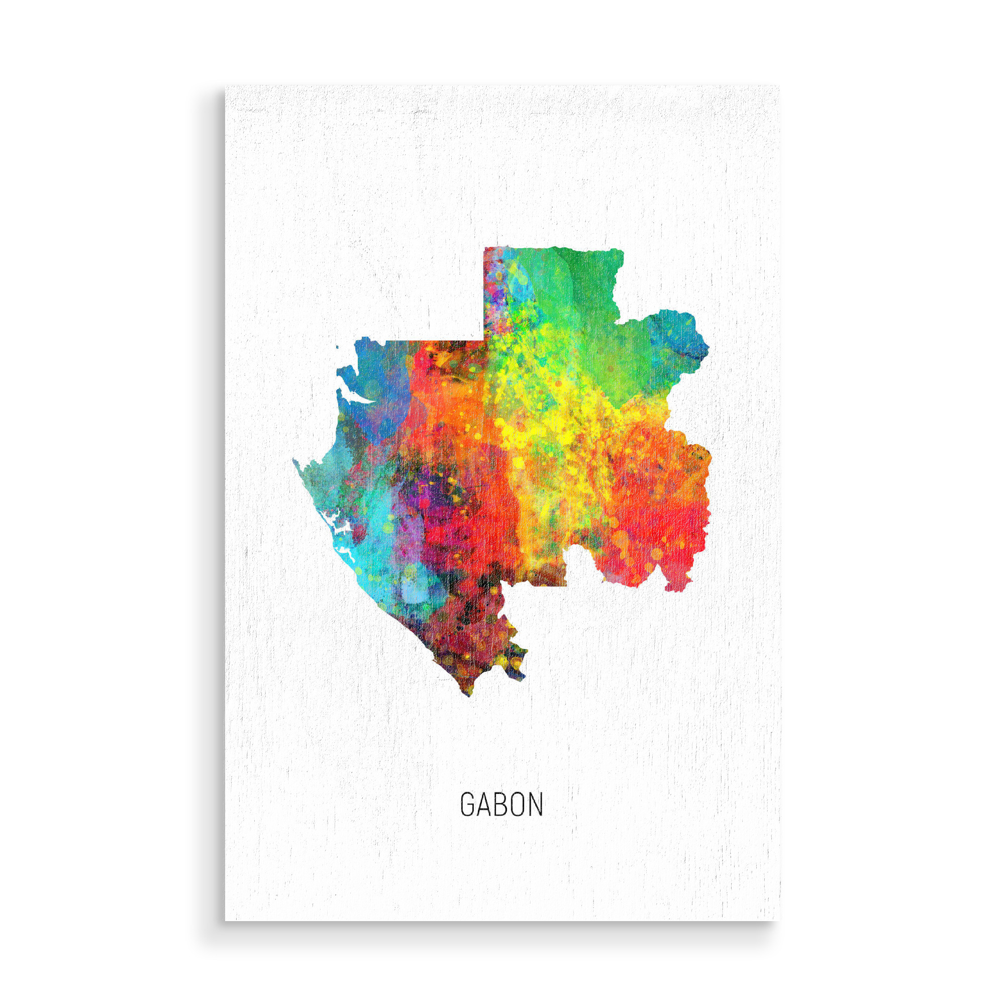 Holzbild "Gabon Watercolor Map" artboxONE - Kartografie - Gabon,Map,Watercolor,Painting
