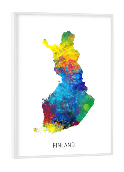 Poster mit weißem Rahmen "Finland Watercolor Map" artboxONE - Kartografie - Finland,Map,Watercolor,Painting