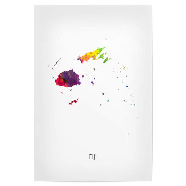 Poster 30x20 cm "Fiji Watercolor Map" artboxONE - Kartografie - Fiji,Map,Watercolor,Painting
